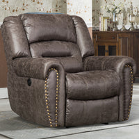 ANJ Electric Recliner Chair W/Breathable Bonded Leather, Classic Single Sofa Home Theater Recliner Seating W/USB Port Smoky Gray