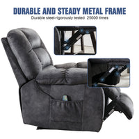 ANJ Massage Recliner Chair with Heat and Vibration, Soft Fabric Lounge Chair Overstuffed Sofa Home Theater Seating, Gray