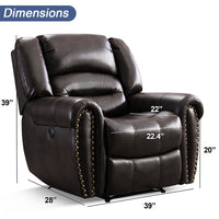 ANJ Electric Recliner Chair W/Breathable Bonded Leather, Classic Single Sofa Home Theater Recliner Seating W/USB Port, Dark Brown